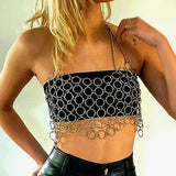 2025  4289 2025 vest sexy personality small ring joint neck hollow chest halter top vest body chain