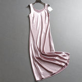 Solid color slim fit round neck drape satin sleeveless vest skirt  summer new women's dress dress Z689