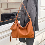 [Factory] TOGO cowhide large-capacity  style tote bag New genuine leather single shoulder fashion messenger women's bag