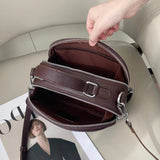 Autumn and winter popular color matching first layer frosted leather apple bag New genuine leather handheld women's bag retro messenger bag small 7078