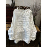 2025    22/12 Winter Solstice/Early Spring Simple Literary Thick Ramie Pullover Solid Color Shoulder Shirt