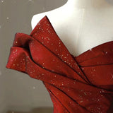 2025 Red Bridal Toast Clothing  Spring New One-Shoulder Noble Dress Simple Return Banquet Toast Dress