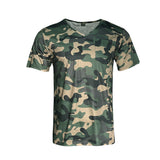 KKBOXLY Wish  Outdoor Jungle Camouflage V-Neck Slim Sexy Camouflage Casual Sports Trend Men's T-Shirt