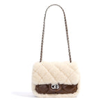 2025 Autumn and winter new cover bag plush premium small fragrant wind small square bag casual diamond chain bag single shoulder messenger bag women's bag