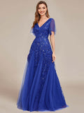 2025spring and summer new  evening dresses V collar mesh banquet performances host dress factory supply
