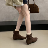 2025  Premium thick heel suede  small ankle boots square head thin short boots women's shoes autumn and winter new velvet Martin boots