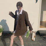 Spring and Autumn New Korean Edition Coffee Corduroy Jacket Commuter Versatile Shoulder Stacked Retro Casual Jacket Women