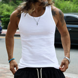 KKBOXLY 2025 popular summer new n tough guy men's T-shirt New men's threaded vest sports leisure fitness vest