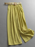 Free belt, solid color elastic waist thin loose wide-leg pants  summer new legs long women's casual pants X367