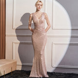 2025 evening dress femininity high sense light luxury celebrity style banquet host slim long fishtail dress