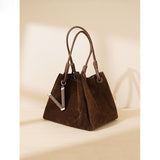 2025 High texture matte portable tote bag popular new two-layer anti-velvet cowhide retro fashion shoulder messenger bag