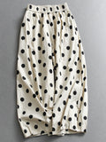 Polka dot elastic waist cool thin retro literary pleated bud pants women's nine-point pants bloomers balloon pants X960