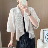 2025 handmade three-dimensional pleated jacket women's loose and versatile high-end large lapel short cardigan with top women's clothing