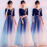 2025 Starry sky evening dress female high-end chorus performance suit blue host student vocal art test adult solo