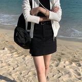 Versatile washed cotton skirt, hip-wrapped A-shaped version, meat-covered and slim-fitting, a must-have Korean version skirt in summer