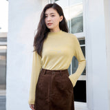 Wool bottoming shirt spring and autumn new solid color women's clothing elegant temperament can be worn outside the top semi-turtleneck long-sleeved jumper