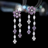 2025 Niche light luxury high-end dinner dress with bridal earrings trendy long modified face flower fringed earrings