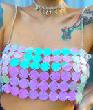 2025  LH4253 2025 New new hot-selling acrylic sheet hand-spliced halter top small vest