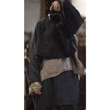 2025  22/7 Mulberry, early autumn literary and retro linen stand-up collar diagonal placket with shoulder-length short small cardigan