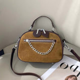 Autumn and winter popular color matching first layer frosted leather apple bag New genuine leather handheld women's bag retro messenger bag small 7078