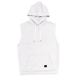 KKBOXLY 2025 New 2025 men's casual European size summer knitted texture hoodie sleeveless T-shirt pouch drawstring back