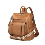 retro women's backpack new high-end PU soft leather dual-purpose shoulder bag large-capacity commuter backpack women