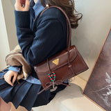 KKBOXLY 2025 Premium retro oil wax leather flip underarm bag women's popular new simple commuter large-capacity portable shoulder bag