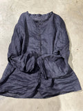 2025    23/3 Xiaochu, inner literary and retro light and thin ramie loose shoulder crew neck button-down shirt