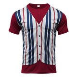 KKBOXLY 2025 popular New summer vacation two-piece T-shirt top men's n sports and leisure stripes slim-fitting crew neck short-sleeved men