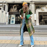 Y9312 New autumn and winter new women's clothing fashion long-sleeved lapel jacket printed woolen long coat