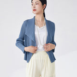 2025 women's autumn clothes, tops, coats, high-grade lapels, long sleeves, loose temperament, commuting fashion, versatile cardigan, coat