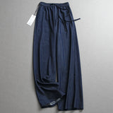 Drawstring elastic waist loose thin imitation denim drape thin straight mopping pants wide leg women's pants casual pants L630