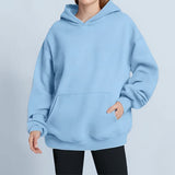 2025 popular autumn  women's clothing temperament commuting solid color loose pocket fashion casual hooded sports sweater 661
