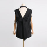2025 spring niche new fashion temperament V-neck bow design sense sleeveless short suit dress women
