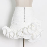 2025 Niche design tutu skirt  new milk white zipper hip wrap fungus edge splicing short skirt women