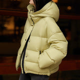 2025 Puff goose down jacket 95 white goose down women's hooded short, Pinghu high-end down jacket women's thick winter