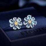 2025 S925 silver needle sweet temperament niche design feeling water drop zircon inlaid earrings wholesale fairy wind flower stud earrings