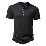KKBOXLY 2025 popular summer short-sleeved men's T-shirt casual sports T-shirt New n retro bamboo men's Henry shirt