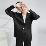 2025 Temperament commuter jacket women's thin spring and autumn new one-button casual versatile pleated cardigan with top long sleeves