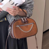 Autumn and winter popular color matching first layer frosted leather apple bag New genuine leather handheld women's bag retro messenger bag small 7078