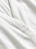 Solid color loose pleated thin cotton and linen long dress summer new temperament V-neck short-sleeved shirt dress dress X829