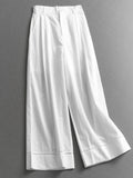 Solid color thin hollow lace splicing cool Yamamoto pants semi-elastic waist wide-leg pants women's casual pants trousers C015