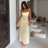 2025 F25DS003  New popular women's clothing sexy slim hazy perspective suspender elegant yarn solid color dress