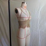2025  4272 2025 hot-selling 2023 new sexy rhinestone inlaid diamond cloth splicing multiple fringed fashion chest wrap vest