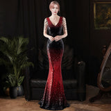 2025 Evening dress female company annual meeting host banquet temperament light luxury niche high-end sequined slim long dress