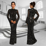 2025 C7186    Popular and  Fashion Women's Clothing Slim Sexy Long Sleeve Hot Diamond Dress New