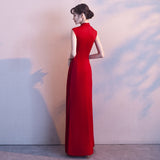 2025 Burgundy toasts  new spring sleeveless wedding bridal dress women's wedding dress morning robe cheongsam
