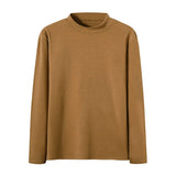 KKBOXLY 2025 Autumn and winter long-sleeved German velvet bottoming shirt 2025 casual solid color semi-turtleneck tight long-sleeved top men