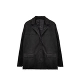 2025 spring new  women's clothing temperament retro style brown loose pocket suede long-sleeved blazer women