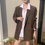 Spring and Autumn New Korean Edition Coffee Corduroy Jacket Commuter Versatile Shoulder Stacked Retro Casual Jacket Women